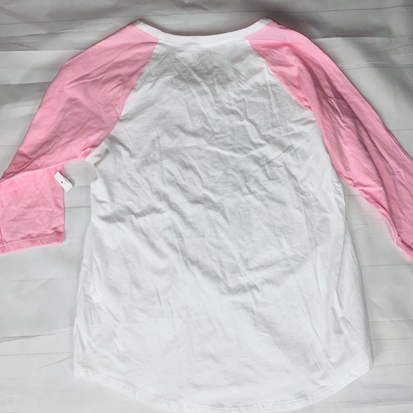 Torrid White & Pink Raglan Tee 00 NWT - Picture 8 of 9